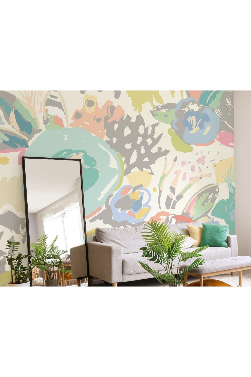 Abstract Floral Matt Smooth Paste the Wall Mural 300cm wide x 240cm high